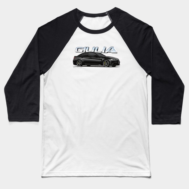 Alfa Romeo Giulia Quadrifoglio black Baseball T-Shirt by MessyHighway